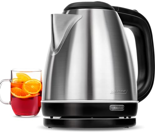 MPM MCZ-84M Electric Kettle, 1600 W, 1 Litre, 0 Decibels, Stainless Steel, Silver, 1 L