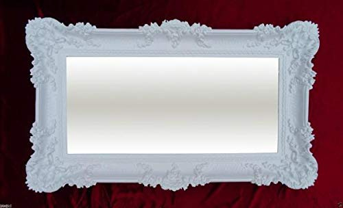 Wandspiegel Barock Spiegel Antik 97x57 Badspiegel-Weiss Hochglanz 3074