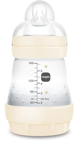 MAM - Easy Start A119 - Patentierte Anti-Kolik-Flasche mit 1 ultraweichen SkinSoftTM-Silikonnippel, für Babys ab 0 Monaten, 160 ml, neutral, in 3 Minuten selbststerilisierbar