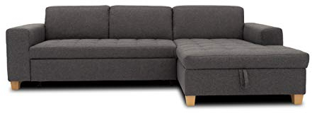 DOMO. collection Ecksofa Sugar, Sofa mit Schlaffunktion in L-Form, Eckcouch mit Bett, 266 x 162 x 80 cm, anthrazit