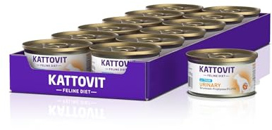 Kattovit - Alimento húmedo urinario para Gatos | Comida húmeda para Gatos como alimento Completo en Lata. Alimento dietético para Gatos Adultos con trastornos urinarios | 12 x 85 g de atún