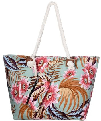 MASADA Badetasche XXL Familie Strandtasche Damen Beach bag groß mit Reißverschluss - Vintage Look