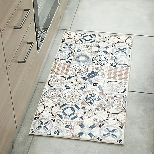 Nazar Tapis de Cuisine Lavable en Machine, De Passage et Salle De Bain, Couloir (755 Marron, 50x100 cm)