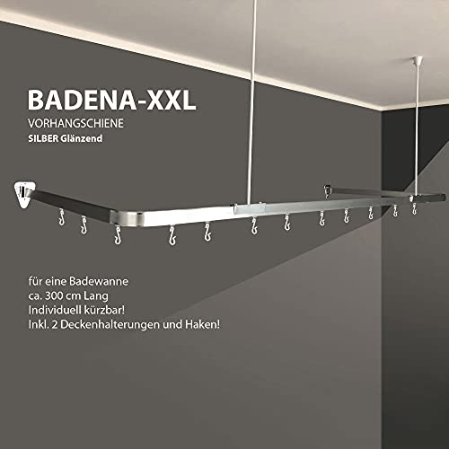 Gulfstream-Komfort Duschvorhang Duschvorhangschiene Barrierefrei bis 3m (Silber Chrom)