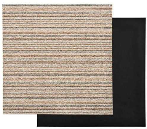 Gecheer Baldosa de Suelo Antideslizante Baldosas de Moqueta de Suelo Moqueta Loseta Oficina Hogar Despacho 20 uds 5m² 50x50cm Beige rayado