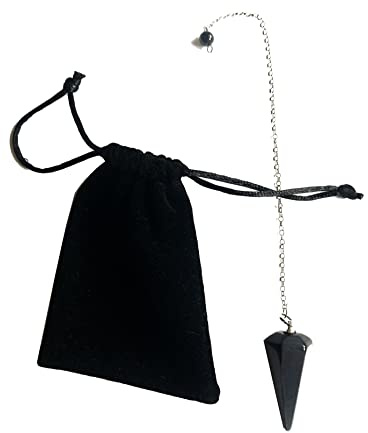 Naturlig stenpendel svart agat, kristallpendel, vintage sexkantig kristallpendel för Radiestesi, pendel Chakra Reiki Divination Wiccan Meditation (svart)