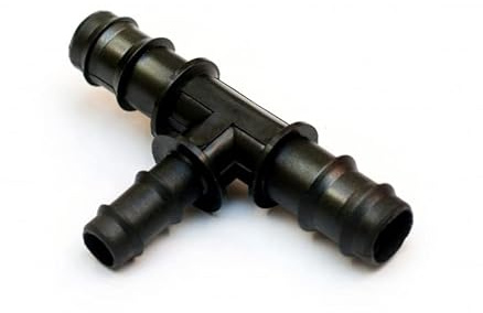TEE A 90° PORTAGOMMA RIDOTTO IN PLASTICA PER TUBO POLIETILENE 25 mm x 16 mm x 25 mm (10)