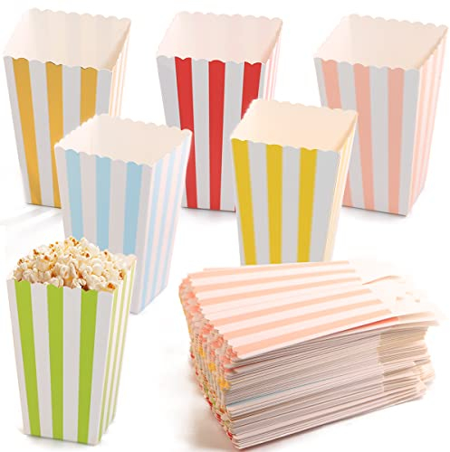 60 Pièces Popcorn Boîtes, Petit Rayures Boîtes à Popcorn en Papier, Conteneur de Bonbons, Snack Conteneur pour Accueil, Mariage, Cinéma ou Fête Anniversaire