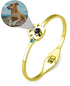 Foto Armband Personalisierte Rund Geburtsstein Projektion Armband mit Eigenen Bild im Stein Perle Lupe Foto Armbänder Versteckte Fotoarmband für Frauen Damen Freundschaft Familie Silber Rose Gold