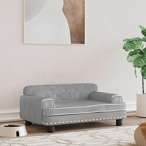 puraday Hundebett Hellgrau 70x45x30 cm Samt Hundesofa Hundebetten Katzenbett Bequeme Haustierbett Katzensofa Stilvolles Design Kann Im Wohnzimmer Oder Schlafzimmer Platziert Werden