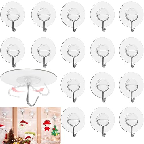 16*Transparente Selbstklebende Handtuchhaken, Transparente Klebehaken,Runder Haken Selbstklebende Wandhaken Ohne Bohren, Geeignet FüR Wand- Und Deckenhaken In KüChe, Badezimmer