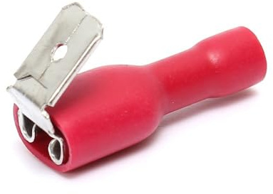 FASTON 6,3 mm weibliche Klemme (Piggyback), isoliert, rot, 100 Stück