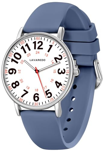 Bomieux Nurse Watch for Nurses Doctors Women Men,Waterproof Analog Watches with Luminous Dial and Japanese Quartz Movement,Easy to Read Military Time Watch with Second Hand, 12/24 Hours,Silicone Band
