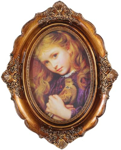 RORPOIR Marco de Fotos Ovalado Vintage 6 Pulgadas Soporte para Fotos Resina con Relieve Europeo Antiguo Bronce Envejecido para Colgar en Pared Decoración Hogar Dormitorio