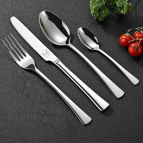 SensiSel 16 Piece Food Grade Stainless Steel Silverware Flatware Set with Long Handles Spoons Knife Forks Tableware Serves 4 - Dishwasher Safe