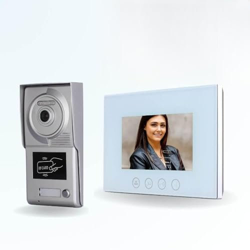 BT Security Portier interphone vidéo Classic 4 Fils - 1 Appartement - 1 écran Blanc 7 - avec mémoire Photos - avec Lecteur de Badge