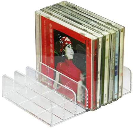 Supporto per Dischi in Vinile Vassoio portaoggetti for DVD, portaoggetti for CD DVD in acrilico trasparente, espositore for CD impilabile Supporto for organizer for CD - può contenere fino a 14 custod