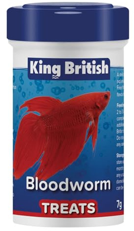 King British – Bloodworm Treats 7g – Delicious, Natural Treat for all Aquarium Fish, Turtles, & Terrapins – Complements a Balanced Diet – High-Protein – Promotes Colour & Condition