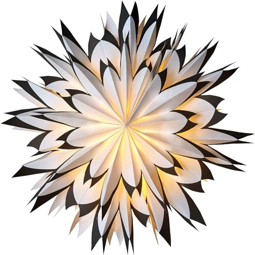 SUNBEAUTY Weihnachtsstern Beleuchtet 60 cm Hängend Papiersterne Weihnachten Weihnachtsdeko Papier Fächer Weihnachtsdeko Innen und außen Zum Aufhängen mit Beleuc（Keine Glühbirne）