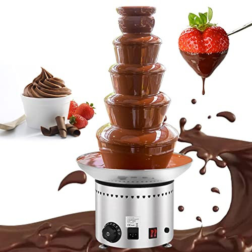 Fontana di Cioccolato, Macchina per Fontana di Fonduta di Cioccolato a 5 Livelli, Pentola per Fonduta in Acciaio Inossidabile da 5 kg per Caramelle al Cioccolato, Ranch, Formaggio Nacho