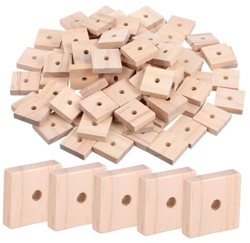 DRESSOOS 100stücke Holz Kau Blöcke Für Papageien Vogel Spielzeug Mit Löchern Zum Hängen Und Klettern Für Vogelkäfig Zubehör DIY Dekoration Natürliche Farbe Blöcke Zum Kauen Und Klettern Für