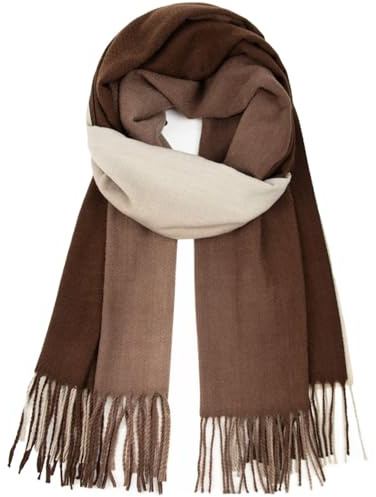 Glamexx24 Écharpe Femme Écharpe d'hiver Sensation Écharpe Longue à Franges Coton Chaude Automne Hiver Dégradé de Couleurs Écharpe Plaid et Foulards 165 x 70 cm