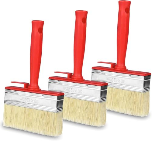 Pinselset,Pinsel,Malerpinsel,Flächenstreicher, für LöSemittelhaltige Lacke, Holzöl,Lasuren, 3 Stück,120mmx30mm,Rot