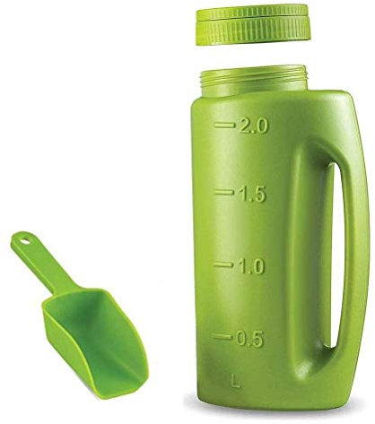 shenruifa Jarra de Riego Ajustable de Mano, Botella de Fertilizante, Esparcidor de Sal con Pala (Capacidad de 2 litros/1,5 kg.)