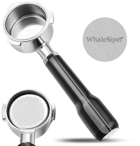 WhaleSiper 51mm Bottomless Portafilter & Puck Screen, 3-Ear Stainless Head, Compatible with CASABREWS CM5418, 3700Essential, 3700Gense Espresso Machines, Includes 304 Stainless Steel Filter Basket
