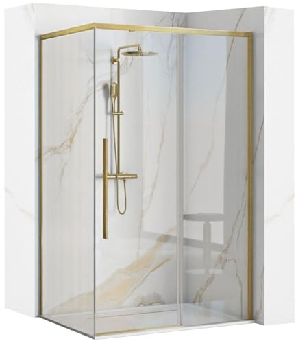 REA SOLAR CABINE DE DOUCHE 90X120 OR BROSSÉ CABINE DE DOUCHE RECTANGULAIRE