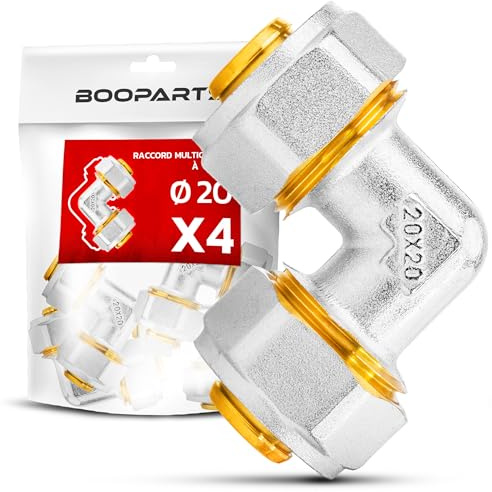BOOPARTS - 4 piezas - Conexión multicapa 20-20 a rosca - codo multicapa igual - accesorio de plomería para tubo multicapa 20