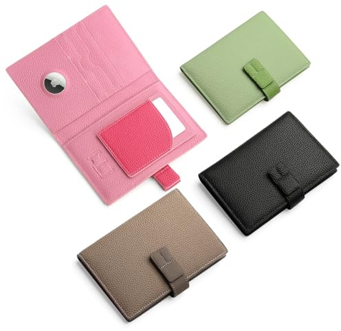 XquiziFit Reisepasshülle aus Vollnarbenleder für Damen und Herren mit Airtag-Fach, RFID-blockierende Reisepasshülle Passport Holder, Rosa
