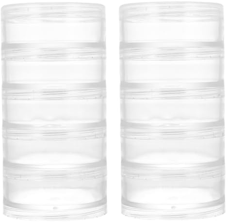 HYTROVE Boîtes de Rangement Rondes Empilables et Résistantes en Plastique Transparent 2pcs pour Petits Bijoux et Boucles D'oreilles