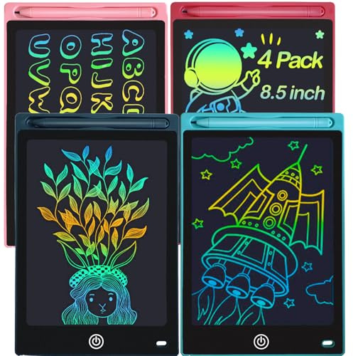 YIDEDRAW LCD Writing Tablet 4PC 8.5 Inch Colorful Screen Drawing Tablet, Doodle Board for Ages 3-12 Years Old Boys Girls, Electronic Drawing Pad for Kids, Gifts for Christmas & Birthday