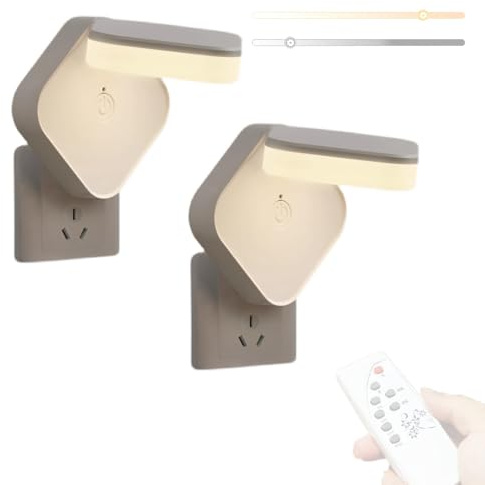 Veilleuse Rotative à 315° avec Télécommande Et Variateur Interrupteur Tactile Lampe Murale Minuterie pour Chambre à Coucher Chevet Salon Couloir Chambre d'enfant (Blanc Lot de 2)