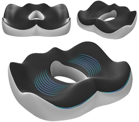 Cojin Silla Oficina Ergonómico,Cojín de Espuma Viscoelástica Cojin Ortopedico para Coxis y Lumbar, Cojín de Asiento Ergonómico de Espuma con Memoria para Silla de Oficina, Sillas Gaming, Ruedar