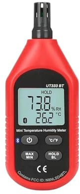 UT333 UT333BT Igrometro digitale, termometro 2 in 1 Misuratore di temperatura e umidità Mini sensore Bluetooth Termoigrometro,Professionale(UT333BT)