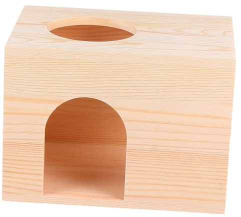 BAZEITFLOW Cabane en Rondins Mangeoire en Bois pour Écureuils et Cochons d'Inde, Mangeoire Pratique, Taille Moyenne, pour Usage Intérieur, Petits Animaux de Compagnie