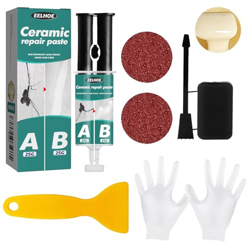 Caelura Reparaturset Waschbecken 50g, Emaille Reparaturset für Porzellan, Keramik, Acryl, von Rissen, Sprüngen und Löchern auf Fliesen Waschbecken Duschwanne Badezimmer(Beige)