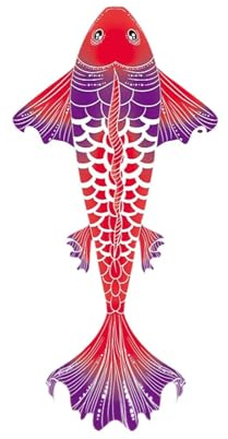 Fenteer Large Koi Fish Kite Giant Carp Kite Classical Decoration Classic Koi Windsock Big for Park Beginner Garden Grasslands Outdoor, Red