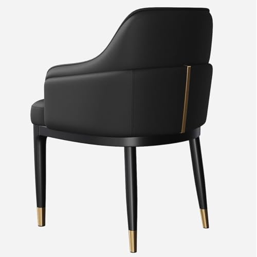 Accentstolar PU-läder Modern Klädd Vardagsrumsstol Med Ergonomiskt Ryggstöd Mysig Fåtölj Med Metallben För Sovrum, Kontor, Café(Black)
