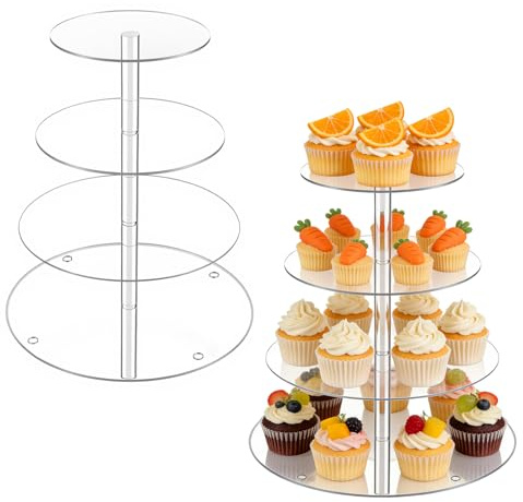 ZEONHEI 2 Stück Cupcake Ständer 4 Etagen, Klar Torten Etagere 4 Stöckig, Acryl Tortenständer Macarons Ständer, Cupcake Auslageständer für Hochzeiten, Geburtstage, Party