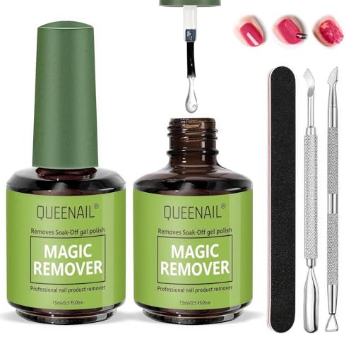 2 Pcs Gel Nail Polish Remover, Professional Gel Polish Remover, Nail remover kit, Easy to remove nail polish in 3-5 minutes, Quickly Removal, Gentle on Nails, green