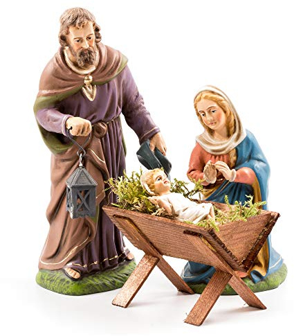 Marolin Heilige Familie mit Holzkrippe, 4 Teile, zu 17cm Figuren