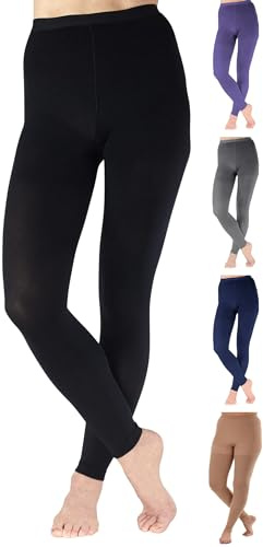 Compression Footless Pantyhose for Women 20-30mmHg - Graduated Compression Leggings for Pregnancy, Swelling, Varicose Veins Circulation, DVT - Black, Large - A717BL3