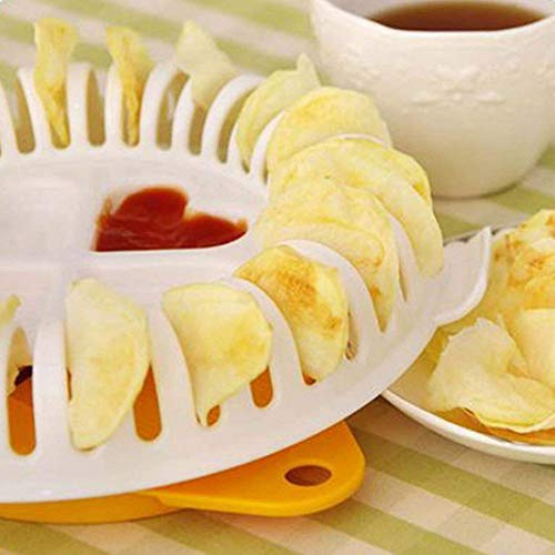 Bestland Potatisflisor bakplåt mikrovågsugn fettfri potatisflisor tillverkare enhet skärare och tallrik hem DIY bakverktyg