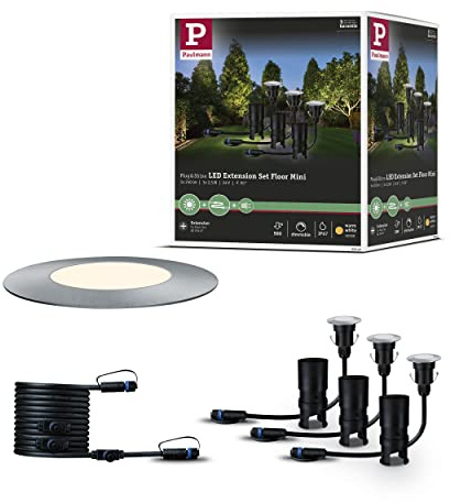 Paulmann 93649 Plug & Shine LED Außenleuchte Floor Mini 3er-Ergänzungsset IP67 3000K 3x2,5W 24V 93949 LED Bodeneinbauleuchte Aussenbeleuchtung