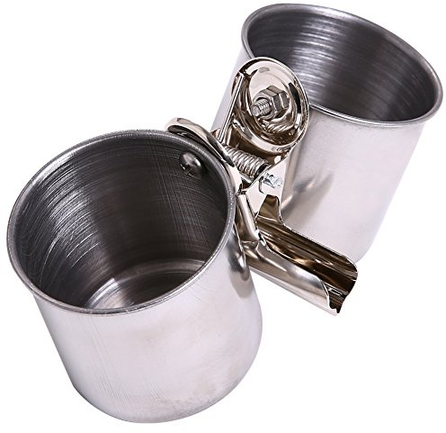 QBLEEV Bird Water Feeder Dishes Bird Bowl for Cage Coop Cups Parrot Food Hanging Pet Animal Stainless Steel Birdcage Bowls Feeding Perches Play Stand with Clamp