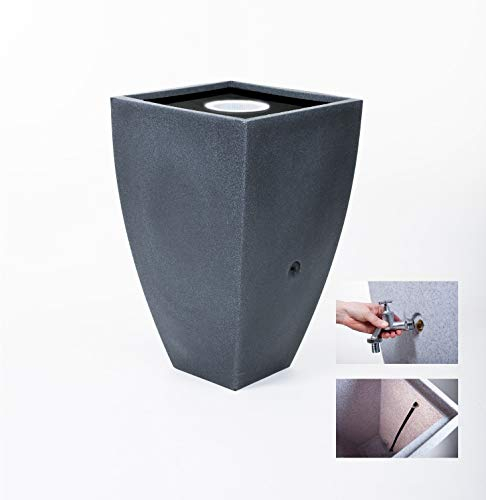Regentonne Atlantis 209 Liter Komplettset inkl Auslaufhahn und Überlaufset (Schwarz)