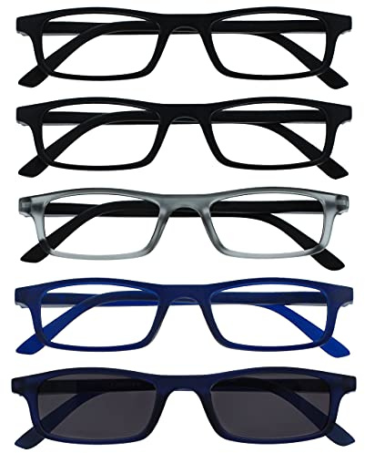 Die Lesebrille Unternehmen Schwarz Matt Grau Marineblau Leser Wert 4er-Pack Herren Damen Federscharniere RRRR17-1173 +2,50